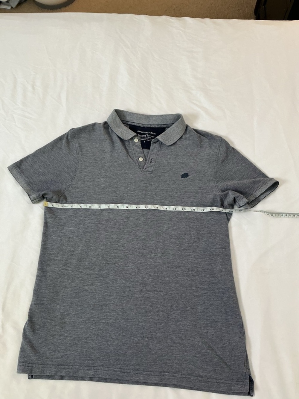 Banana Republic Organic Cotton Piqué Polo Shirt Gray Men’s L - Picture 4 of 5